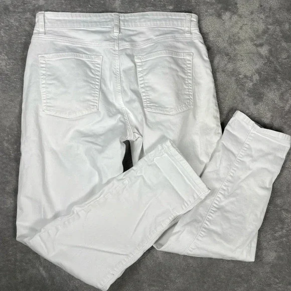 Eileen Fisher Jeans Womens 8 White Organic Cotton Slim Ankle Mid Rise Neutral - Picture 5 of 8